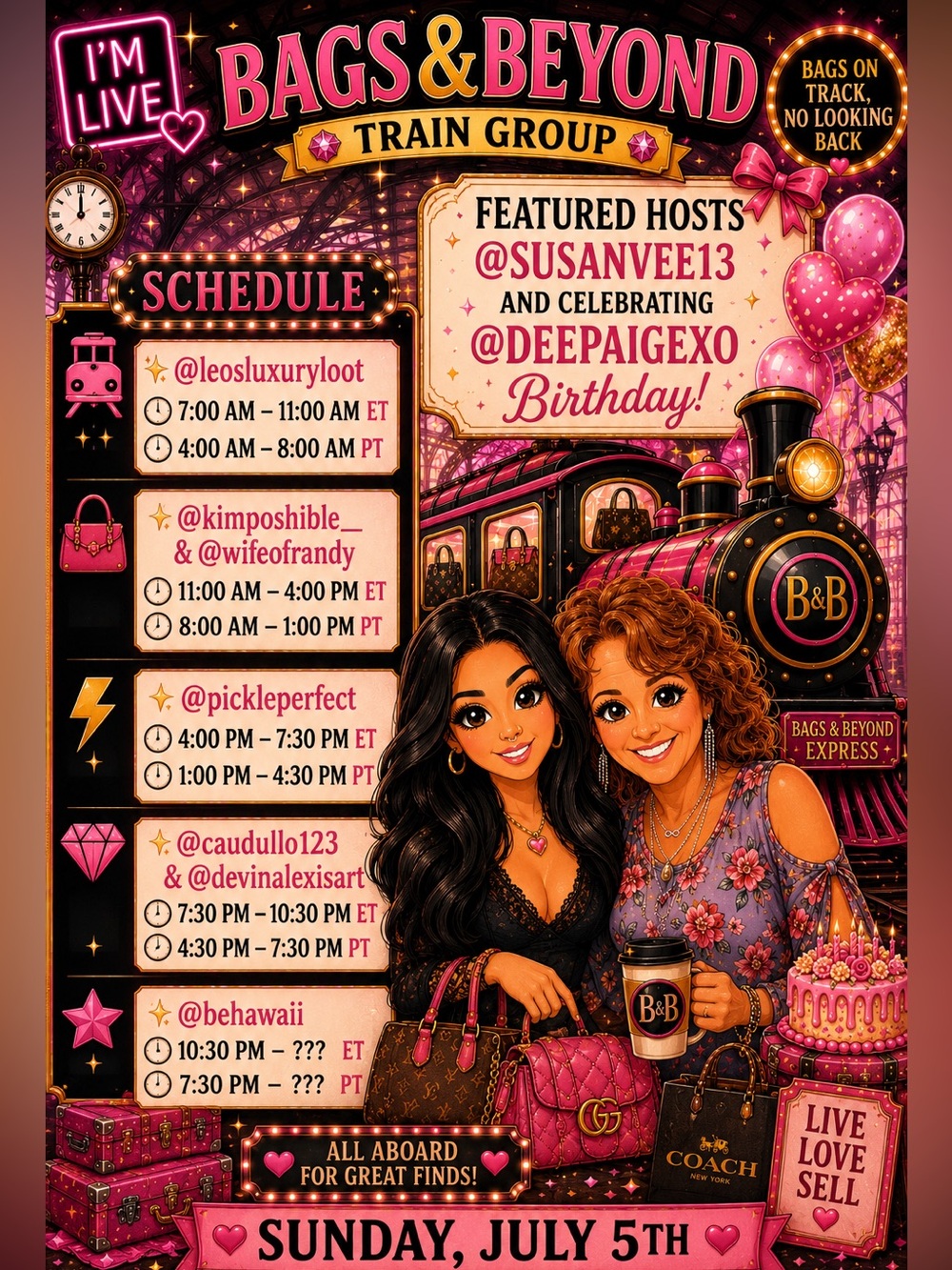 Live Flyer 
BAGS AND BEYOND TRAIN SHOW 
LETS GET  SIDEWAYS YALL 
LIVE SHOW